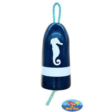 Decorative Hanging Maine Lobster Buoy - Navy White Seahorse