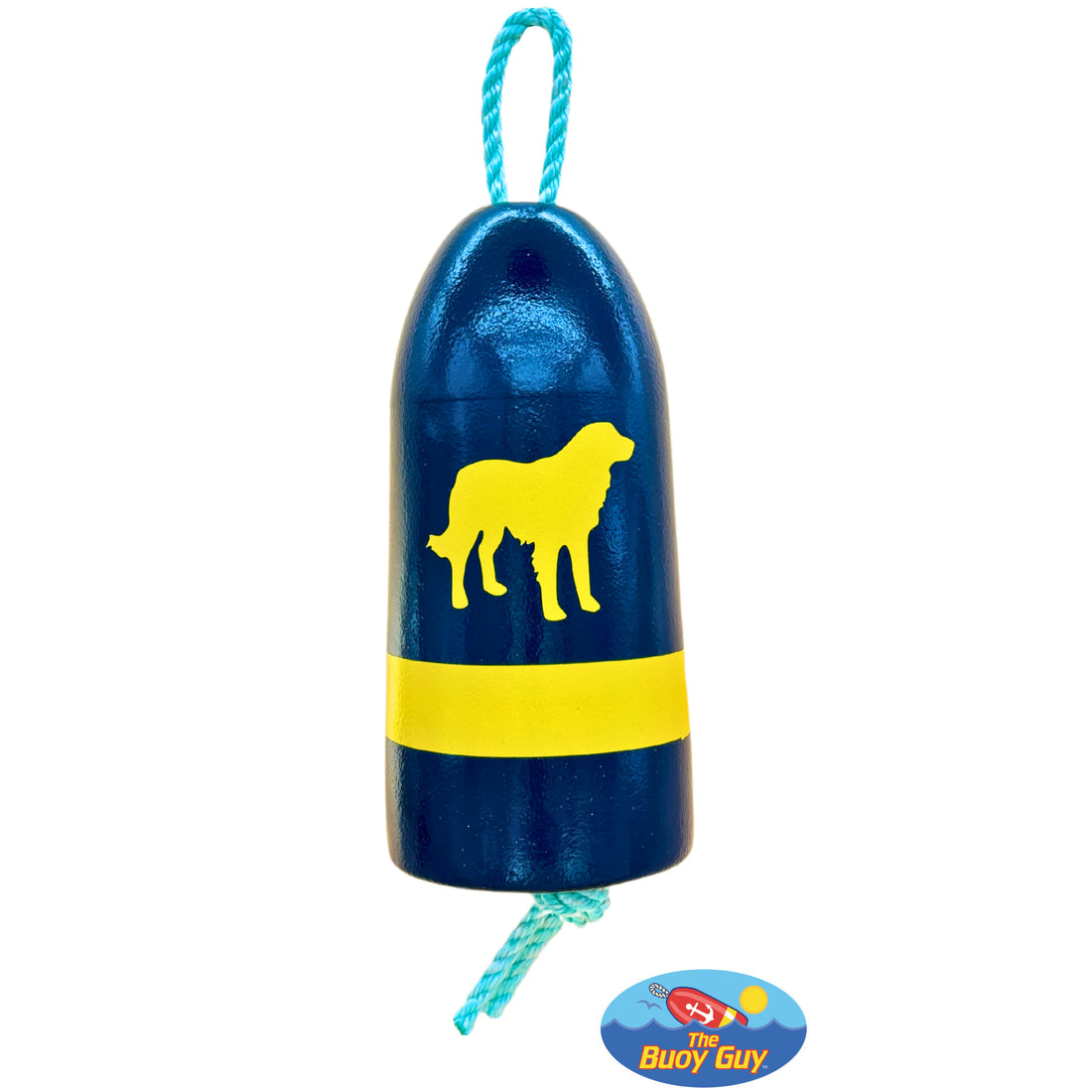 Decorative Hanging Maine Lobster Buoy - Navy Yellow Dog - Golden Retriever