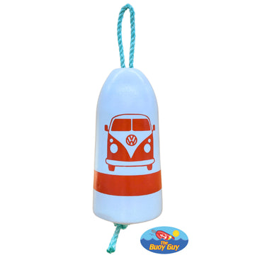 Decorative Hanging Maine Lobster Buoy - White Orange Volkswagen Bus