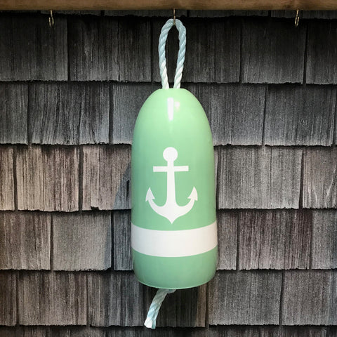 Decorative Hanging Maine Lobster Buoy - Pastel Green White Anchor