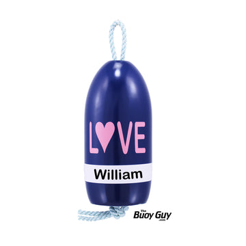 Decorative Hanging Maine Lobster Buoy - Navy Pink White LOVE Valentines