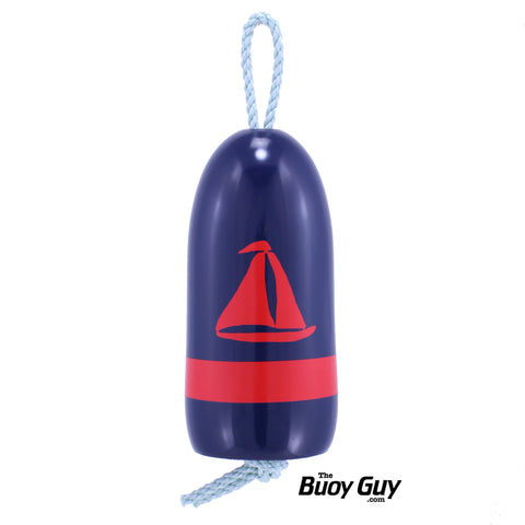 Decorative Hanging Maine Lobster Buoy - Navy Red Sailboat