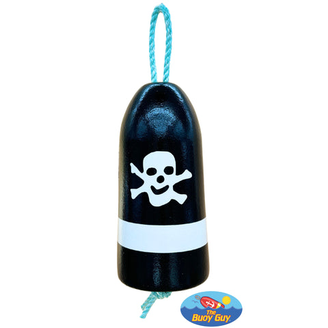 Decorative Hanging Maine Lobster Buoy - Black White Skull