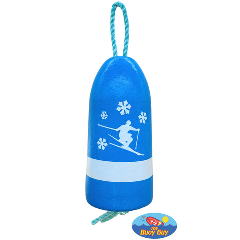 Decorative Hanging Maine Lobster Buoy - Lite Blue White Skier