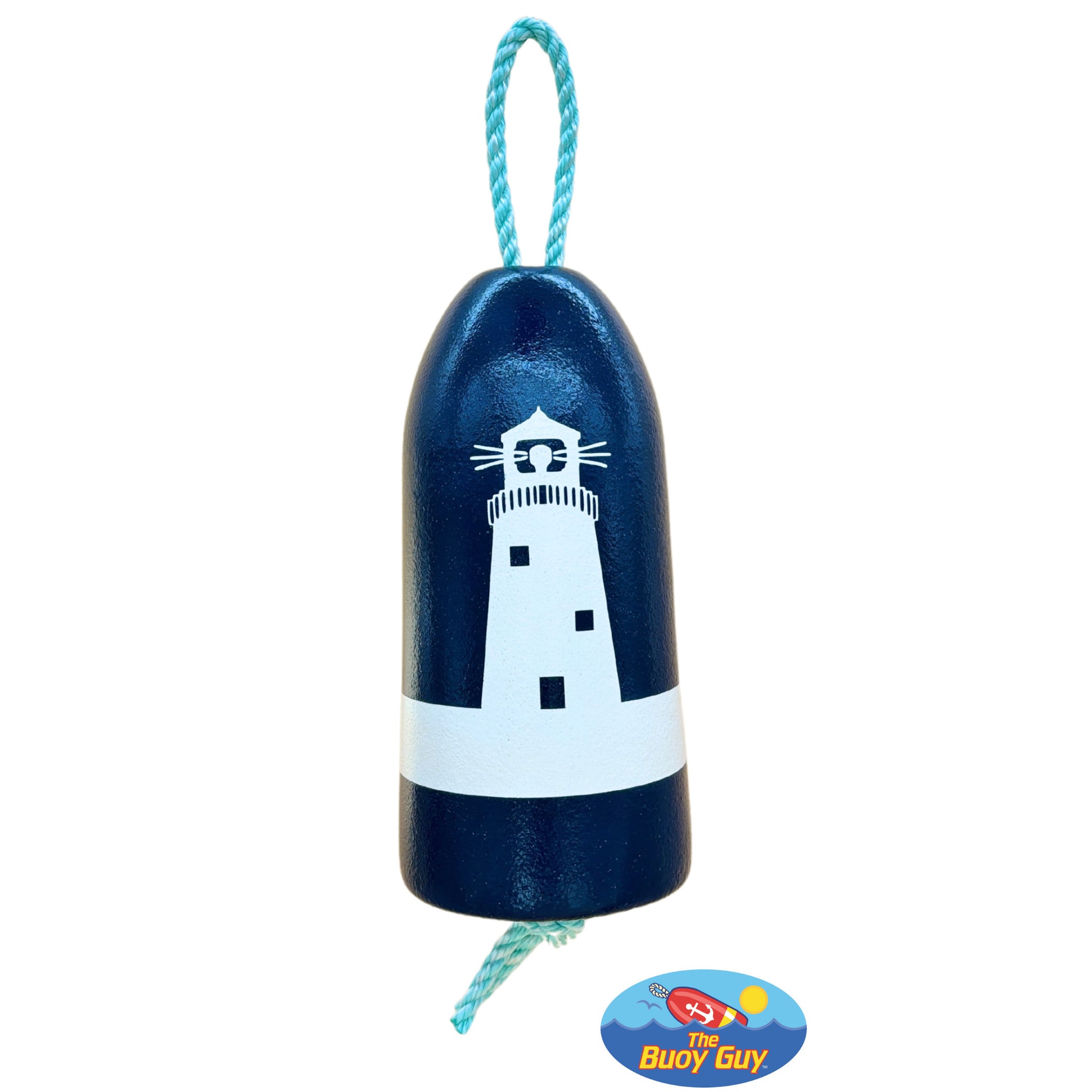 Decorative Hanging Maine Lobster Buoy - Navy White Lighthouse