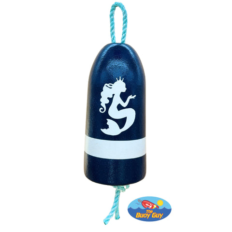 Decorative Hanging Maine Lobster Buoy - Navy White Mermaid