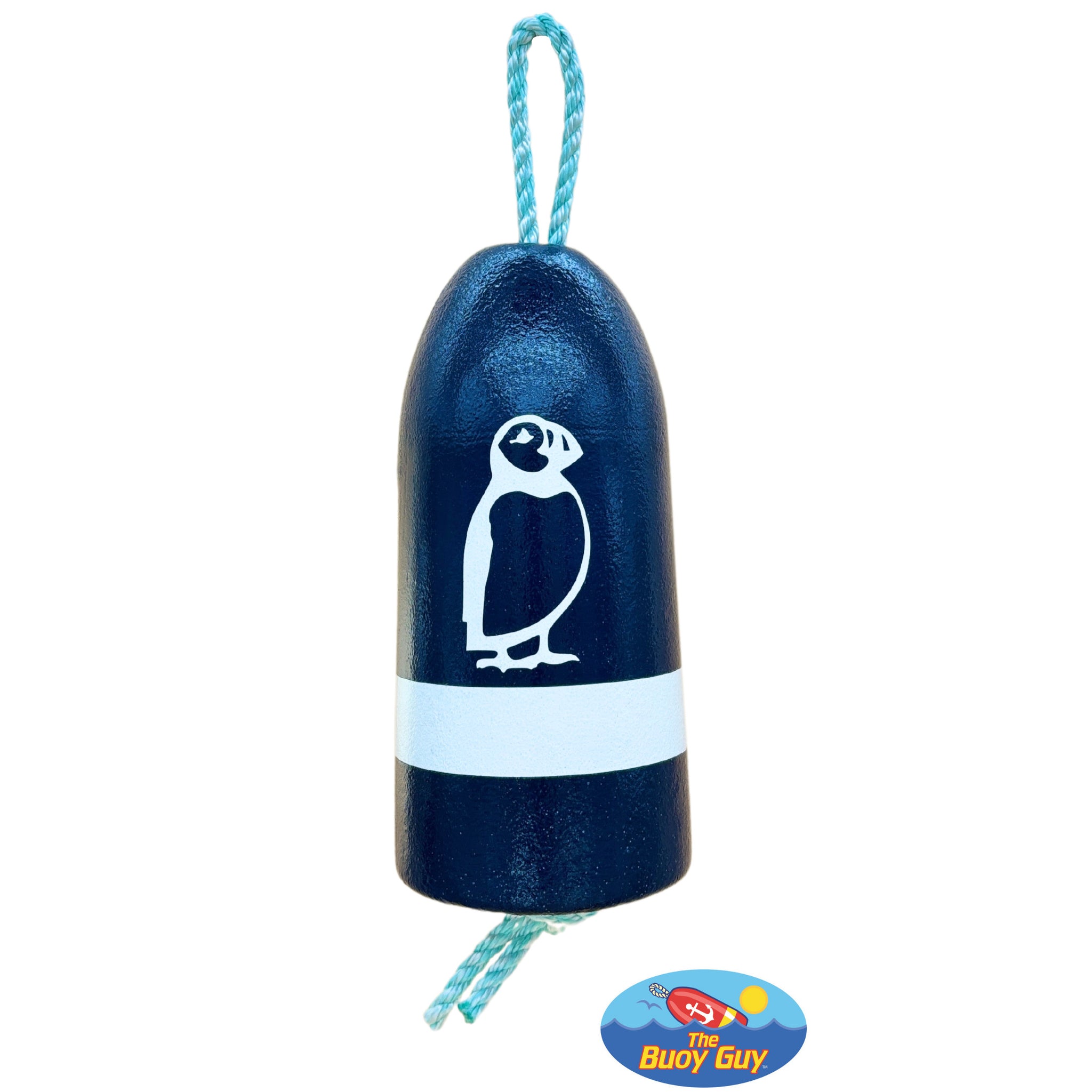 Decorative Hanging Maine Lobster Buoy - Navy White Puffin