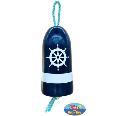 Decorative Hanging Maine Lobster Buoy - Navy White Ships Wheel