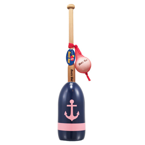 Maine Lobster Buoy Bat & Ball Set - Navy Pink Anchor