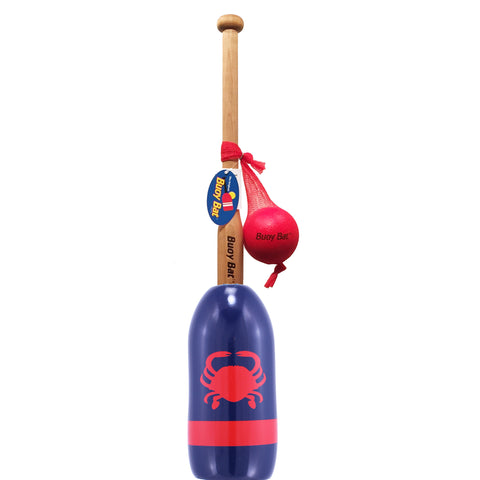 Maine Lobster Buoy Bat & Ball Set - Navy with Red Crab