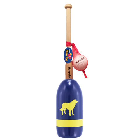 Maine Lobster Buoy Bat & Ball Set - Navy with Yellow Dog