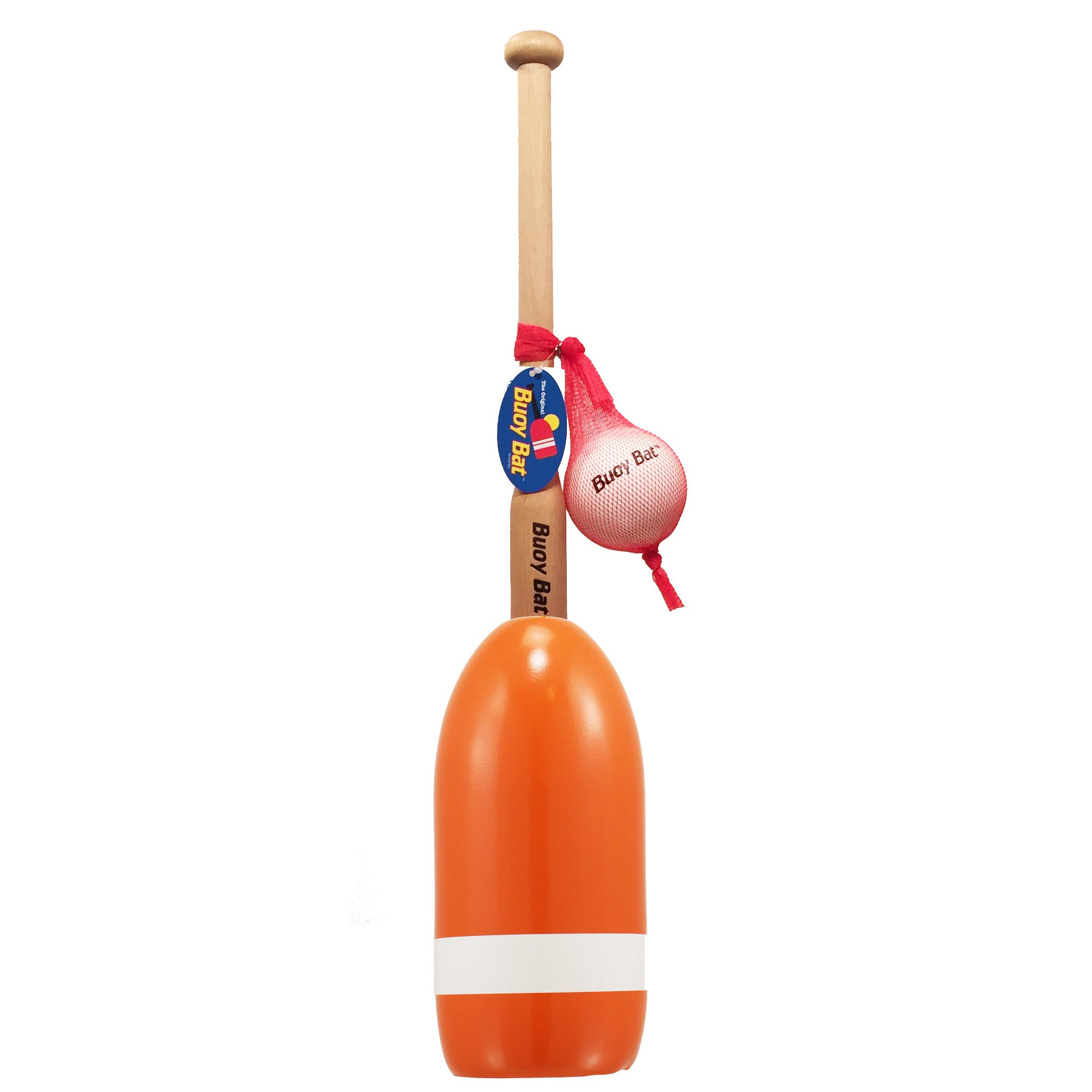 Maine Lobster Buoy Bat & Ball Set - Orange White Stripe