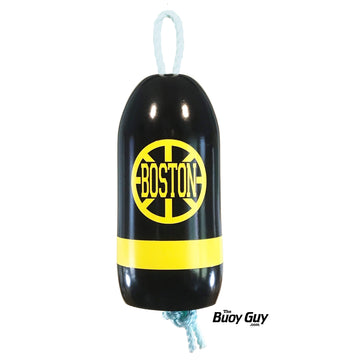 Decorative Hanging Maine Lobster Buoy - Black Yellow Spoked Wheel Boston