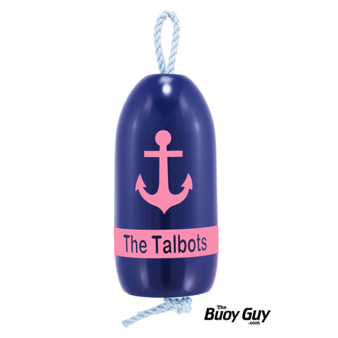 Decorative Hanging Maine Lobster Buoy - Navy Pink Anchor