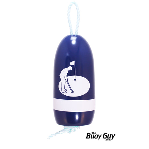 Decorative Hanging Maine Lobster Buoy - Navy White Golfer Putting