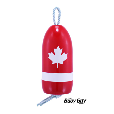 Decorative Hanging Maine Lobster Buoy - Red White Maple Leaf Canadien Flag
