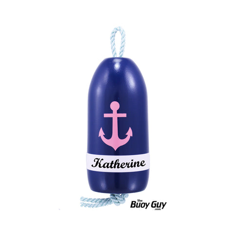 Decorative Hanging Maine Lobster Buoy - Navy Pink Anchor Valentines