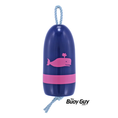 Decorative Hanging Maine Lobster Buoy - Navy Pink Whale