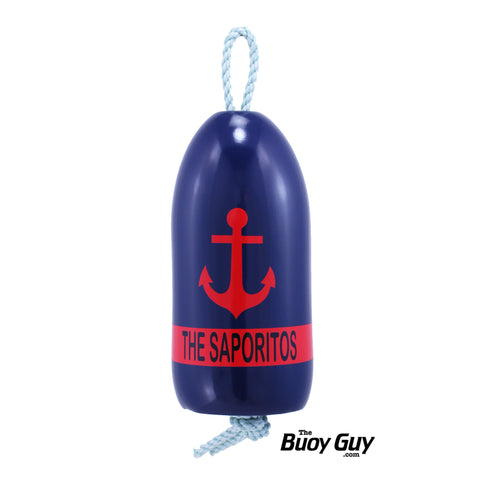 Decorative Hanging Maine Lobster Buoy - Navy Red Anchor