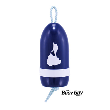 Decorative Hanging Maine Lobster Buoy - Navy White Block Island