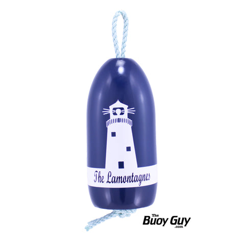 Decorative Hanging Maine Lobster Buoy - Navy White Lighthouse