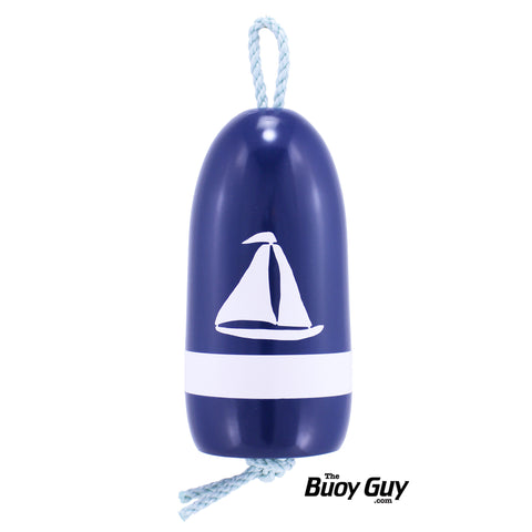 Decorative Hanging Maine Lobster Buoy - Navy White Sailboat