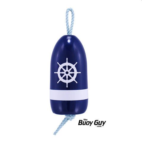 Decorative Hanging Maine Lobster Buoy - Navy White Ships Wheel