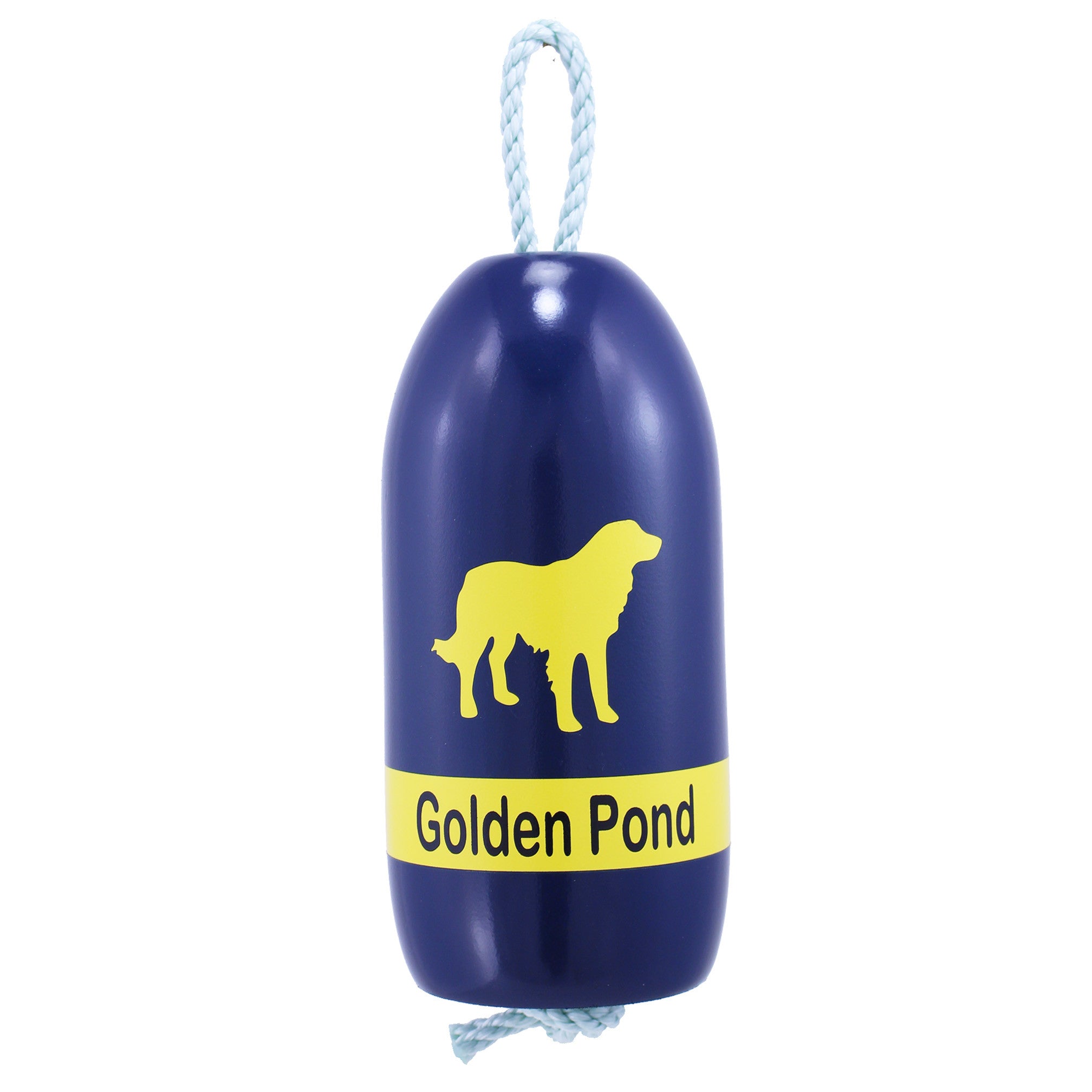 Decorative Hanging Maine Lobster Buoy - Navy Yellow Dog - Golden Retriever