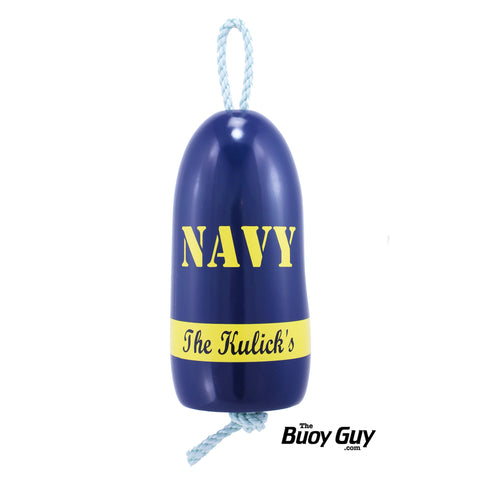 Decorative Hanging Maine Lobster Buoy - Navy Blue Yellow United States Navy USN